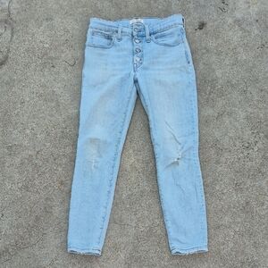 Madewell Stretch Jeans 27 Light Wash High Waist Skinny Distressed
